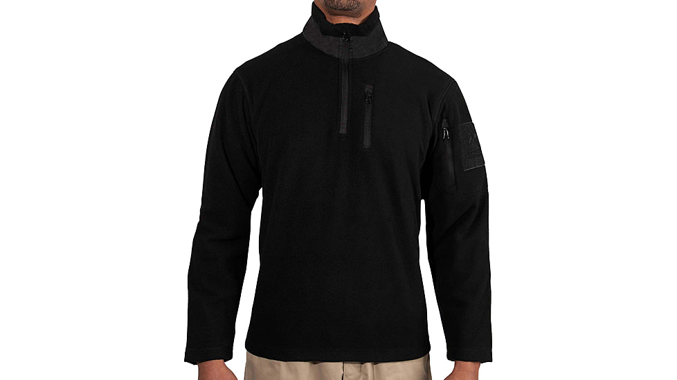Rothco Quarter Zip Fleece Pullover - Mens, Black, Small, 97340-Black-S