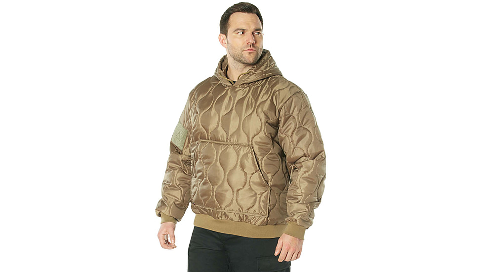 Rothco Quilted Woobie Hooded Sweatshirt - Mens, Coyote Brown, Small, 10494-CoyoteBrown-S