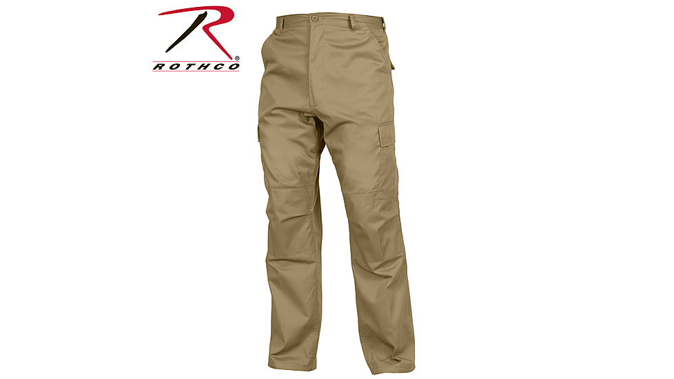 Rothco Relaxed Fit Zipper Fly BDU Pants, Khaki, Extra Small, 2931-Khaki-XS