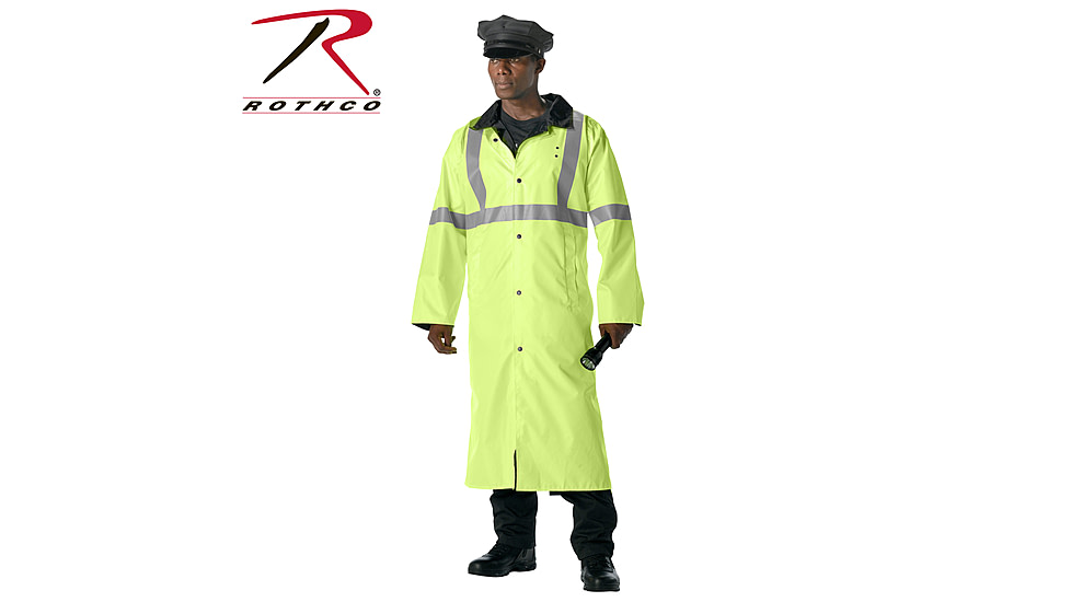 Rothco Reversible Reflective Rain Parka, Safety Green, Small, 3900-SafetyGreen-S