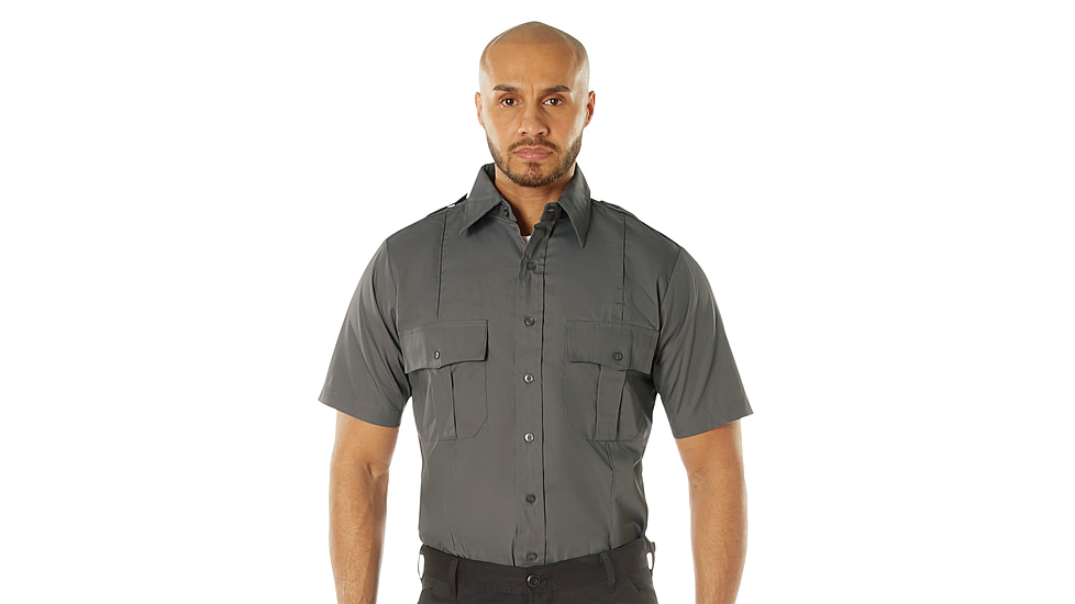 Rothco Short Sleeve Uniform Shirt - Men's, Dark Grey, Medium, 30055-DarkGrey-M