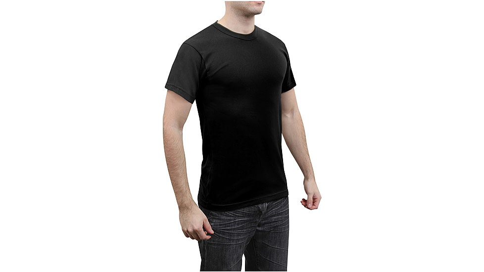 Rothco Solid Color Poly/Cotton Military T-Shirt, Black, M, 6670-Black-M