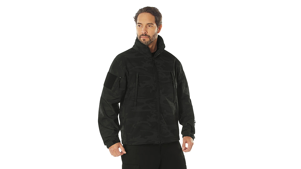 Rothco Special Ops Soft Shell Jacket - Mens, XL, Midnight Black Camo, 12050-MidnightBlackCamo-XL