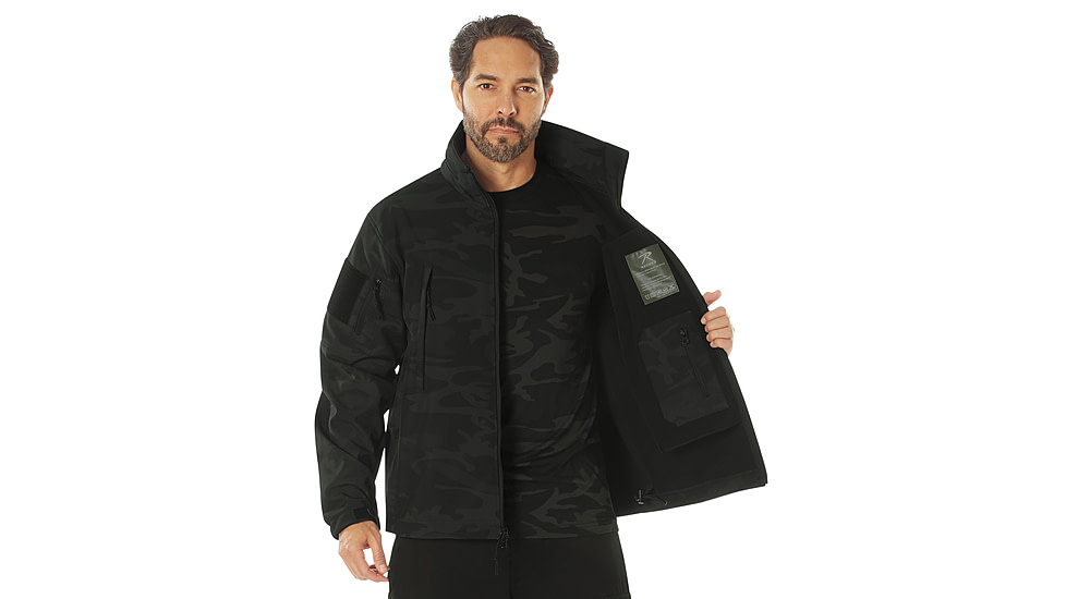 Rothco Special Ops Soft Shell Jacket - Men's, Midnight Black Camo, Extra Large, 12050-MidnightBlackCamo-XL