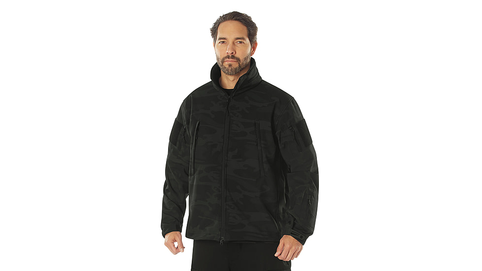 Rothco Special Ops Soft Shell Jacket - Mens, XL, Midnight Black Camo, 12050-MidnightBlackCamo-XL