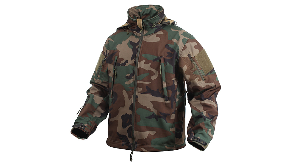 Rothco Special Ops Soft Shell Jacket - Men's, S, Camo, 12055-MidnightWoodlandCamo-S