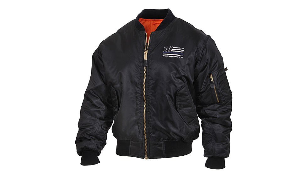 Rothco Thin Blue Line Flag MA-1 Flight Jacket, XL, 4951-XL