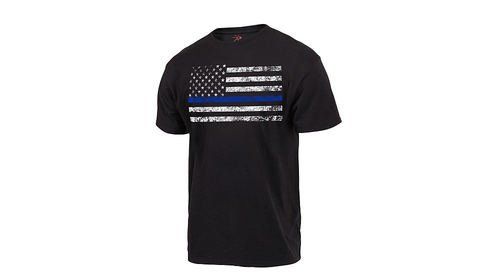 Rothco Thin Blue Line T-Shirt, Black, Small, 61550-Black-S