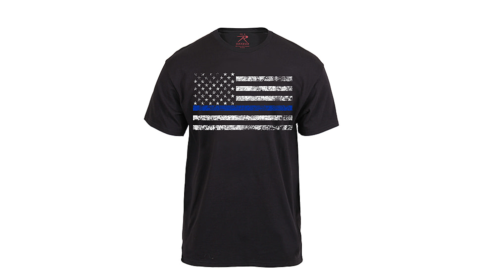 Rothco Thin Blue Line T-Shirt, Black, 4XL, 61553-Black-4XL