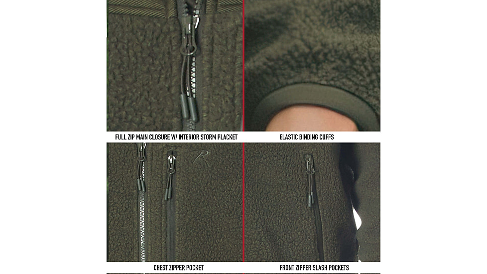 Rothco Trailsman Sherpa Fleece Jacket, Olive Drab, S, 96625-OliveDrab-S