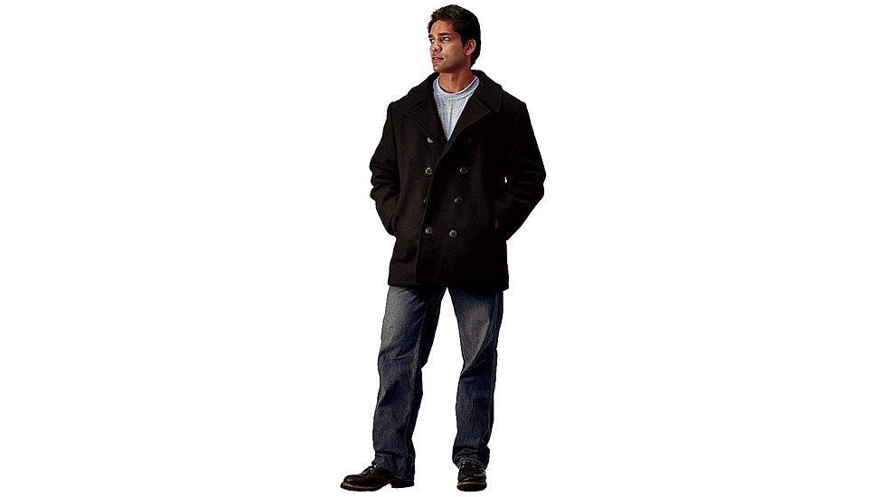 Rothco US Navy Type Pea Coat, Black, M, 7070-Black-M