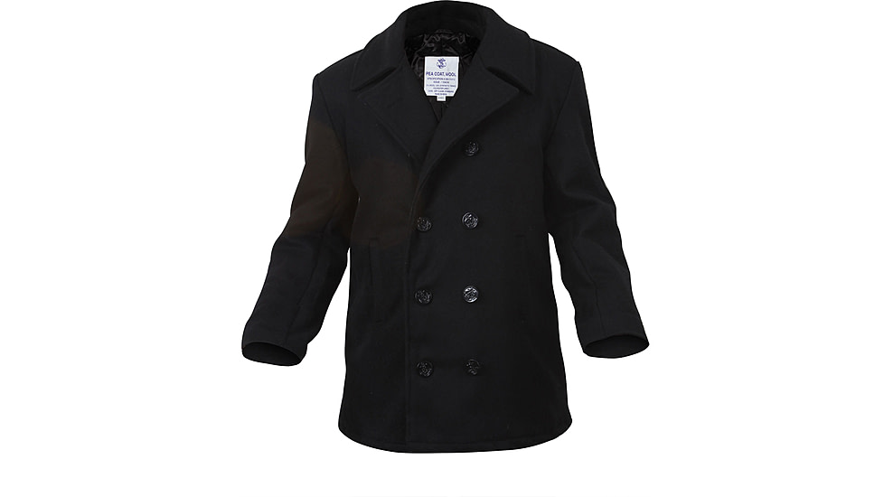 Rothco US Navy Type Pea Coat, Black, M, 7070-Black-M