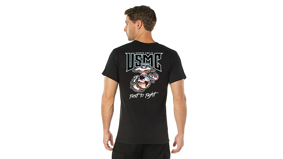 Rothco USMC First to Fight T-Shirt - Men's, Black, Small, 11790-S