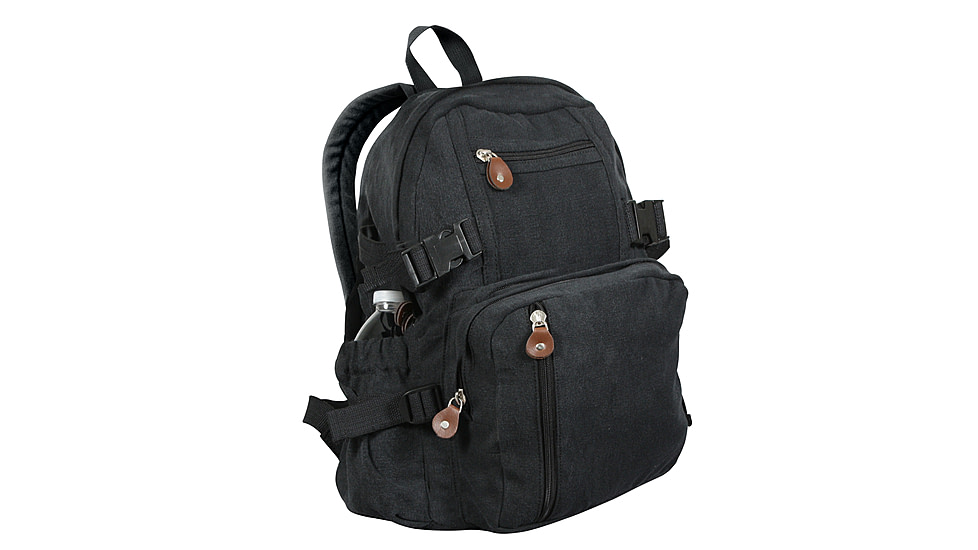 Rothco Vintage Canvas Compact Backpack, Black, 9153-Black