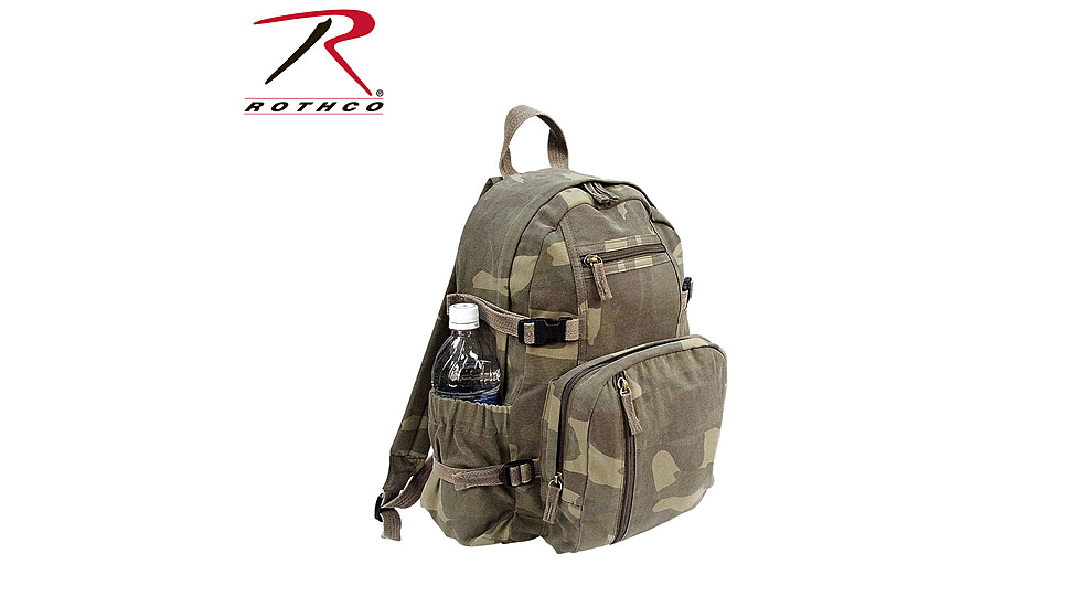 Rothco Vintage Canvas Compact Backpack, Smokey Branch Camo, 9720-SmokeyBranchCamo