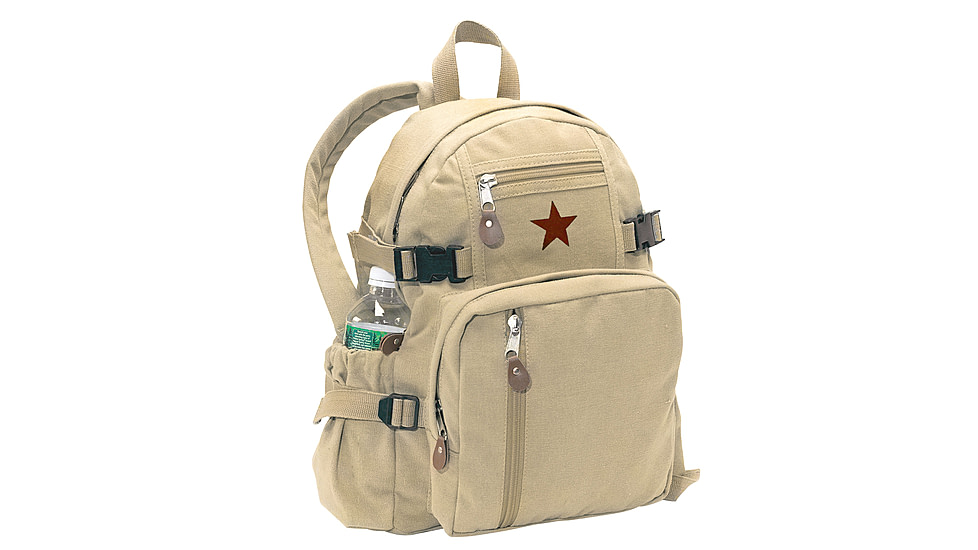 Rothco Vintage Canvas Compact Backpack, Khaki, 9162-Khaki