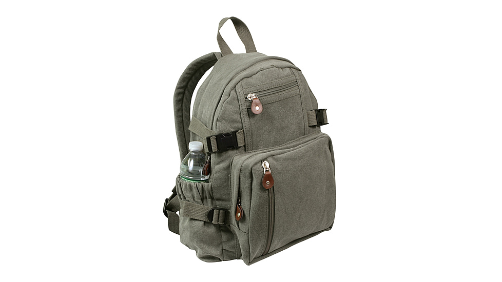 Rothco Vintage Canvas Compact Backpack, Olive Drab, 9152-OliveDrab
