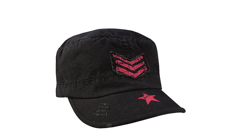 Rothco Womens Vintage Stripes &amp; Stars Adjustable Fatigues Cap, Black, 1149-Black