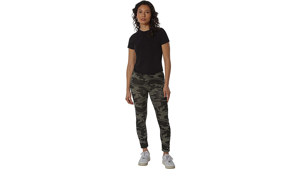 Rothco Workout Performance Camo Leggings w/ Pockets - Womens, Black Camo, Medium, 4890-BlackCamo-M