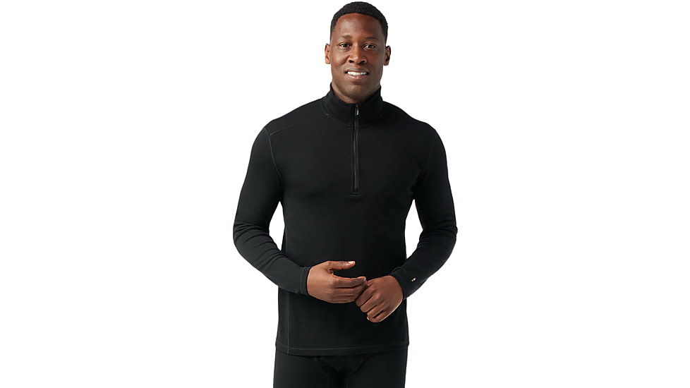 Smartwool Classic Thermal Merino Base Layer 1/4 Zip - Mens, Black, Large, SW002821001100L000