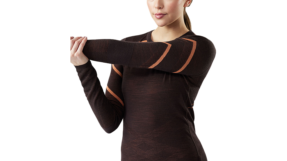Smartwool Intraknit Thermal Merino Base Layer Crew - Womens, Mink/Terracotta, Large, SW019284Q33100L000