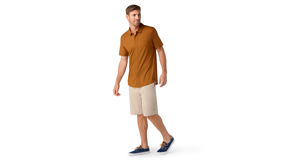 Smartwool Short Sleeve Button Down - Mens, Fox Brown, Small, SW016963L401N-S