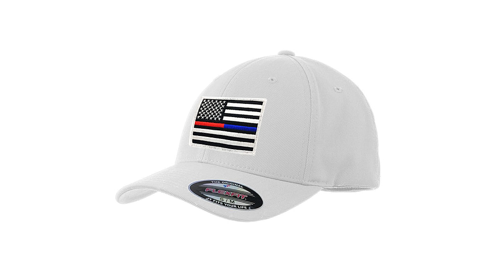 Thin Blue Line Flexfit Hat - Dual Line Red/blue, Thin Red Line - FLEX-DUAL-WHITE-MEDIUM