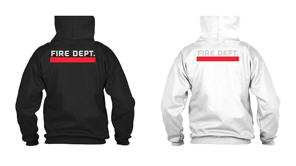 Thin Blue Line Hoodie - Thin Red Line Flag - Fire Department TBL-Red-H, Black, White