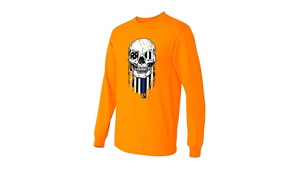Thin Blue Line Halloween Long Sleeve Shirt - Mens, Extra Large, Orange, TBL-L-HALO-ORG-XL