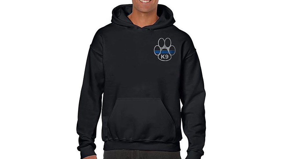 Thin Blue Line Men's Hoodie - Paw - MEN-H-PAW-BLACK-XXL