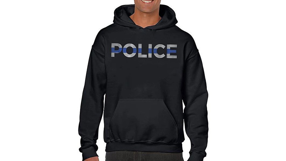 Thin Blue Line Men's Hoodie - Police - MEN-H-POLICE-BLACK-XXL