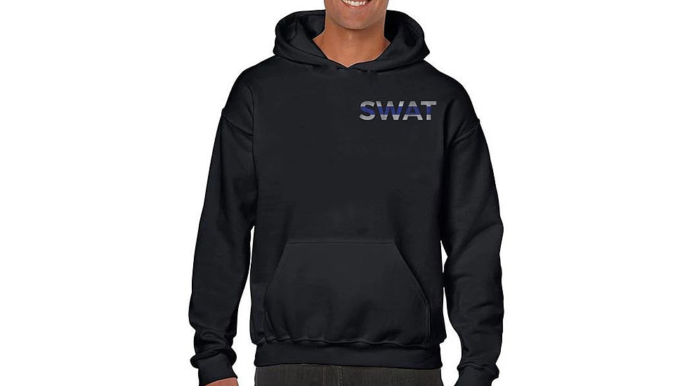 Thin Blue Line Men's Hoodie - Swat - MEN-H-SWAT-BLACK-XXL