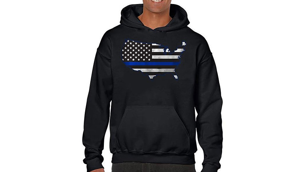 Thin Blue Line Men's Hoodie - Usa - MEN-H-USA-BLACK-XXL