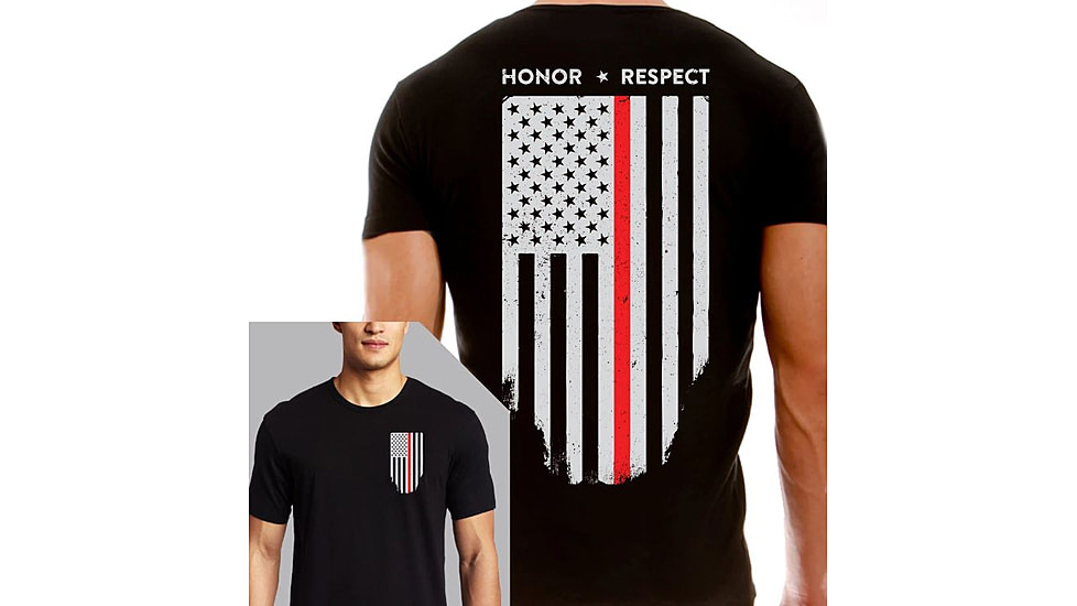 Thin Blue Line Men's T-shirt - Thin Red Line Flag - TRL-BLACK-LARGE