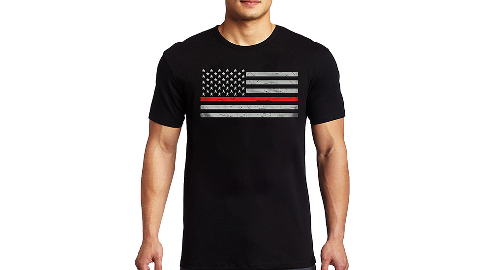 Thin Blue Line Mens - Short Sleeve Classic Thin Red Line - MEN-RFLG-BIG-LOGO-BLACK-MEDIUM