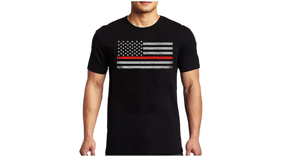 Thin Blue Line T-shirt - Classic Thin Red Line, 4XL, Regular - MEN-RFLG-BIG-LOGO-BLACK-4XL