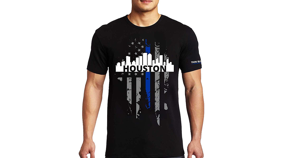 Thin Blue Line T-shirt - Houston Large, - HOUSTON-LRG-TBL-SHIRT-BLK-L
