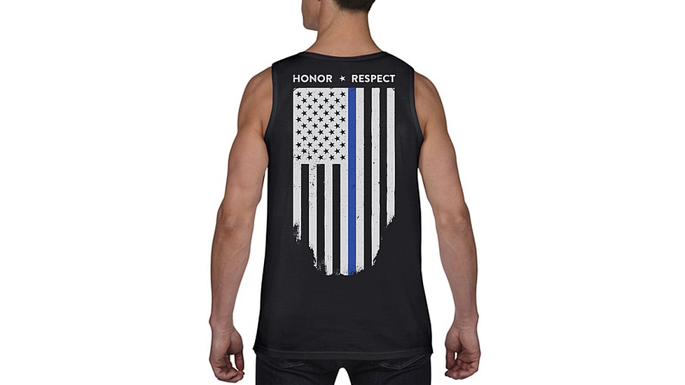 Thin Blue Line Tank - American Flag - Honor &amp; Respect, Black - TBL-TANK-BLACK-XXXL