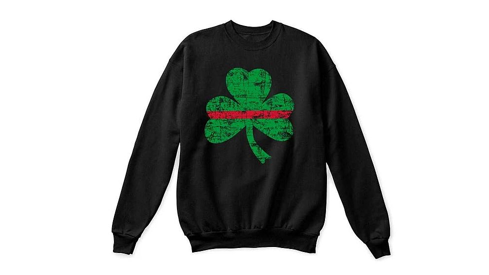 Thin Blue Line Thin Red Line Crewneck, Shamrock, Black - STPAT-TRL-CREW-BLACK-XXL