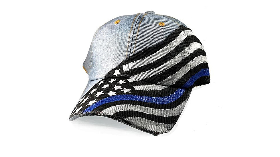 Thin Blue Line Women's Hand Painted Hat - Flag, Thin Blue Line - RC-TBL-HT
