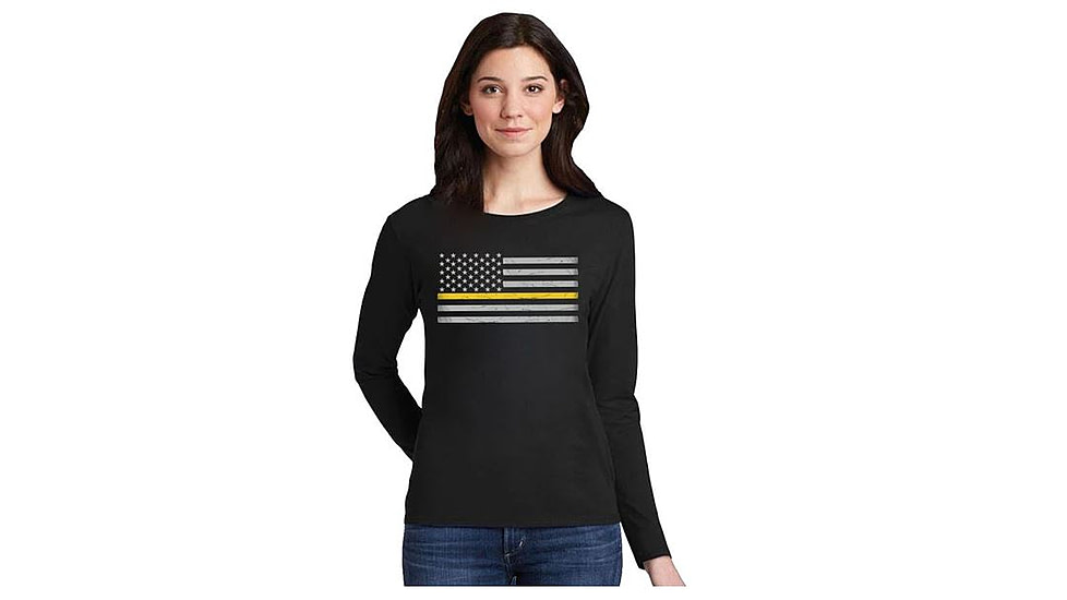 Thin Blue Line Women's - Long Sleeve Classic Thin Gold Line - WOMEN-LS-CLASSIC-GOLD-BLACK-XXL