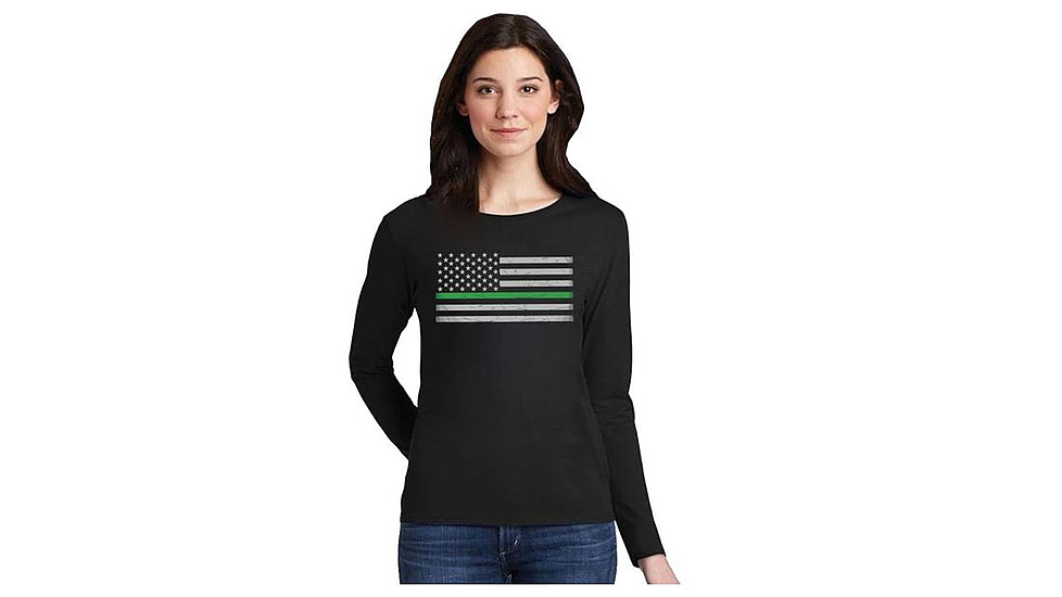 Thin Blue Line Women's - Long Sleeve Classic Thin Green Line - WOMEN-LS-CLASSIC-GREEN-BLACK-XXL