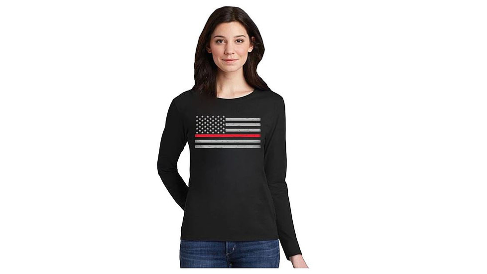 Thin Blue Line Women's - Long Sleeve Classic Thin Red Line - WOMEN-LS-CLASSIC-RED-BLACK-XXL