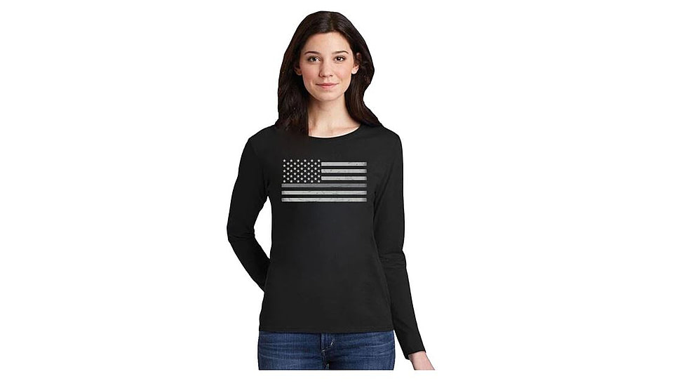 Thin Blue Line Women's - Long Sleeve Classic Thin Silver Line - WOMEN-LS-CLASSIC-SILVER-BLACK-XXL