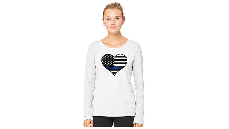Thin Blue Line Women's Long Sleeve - Heart - WOM-LS-HEART-XXL