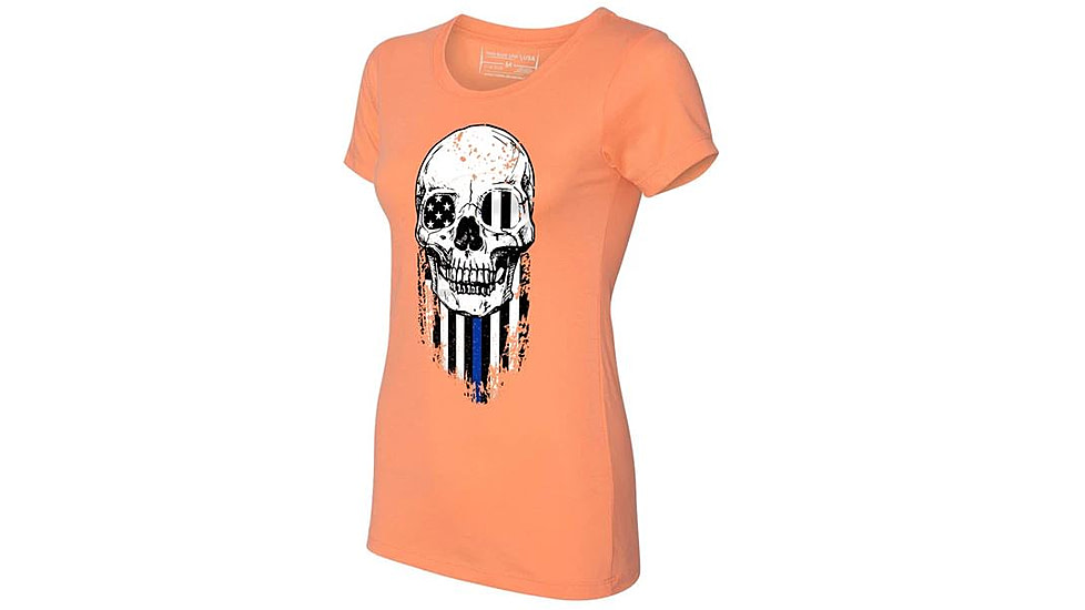 Thin Blue Line Women's Short Sleeve - Halloween Thin Blue Line, Orange - WOM-TBL-HALO-ORG-XXL