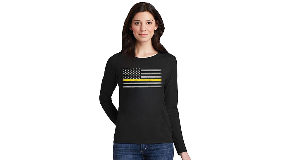 Thin Blue Line Womens - Long Sleeve Classic Thin Gold Line - WOMEN-LS-CLASSIC-GOLD-BLACK-XL