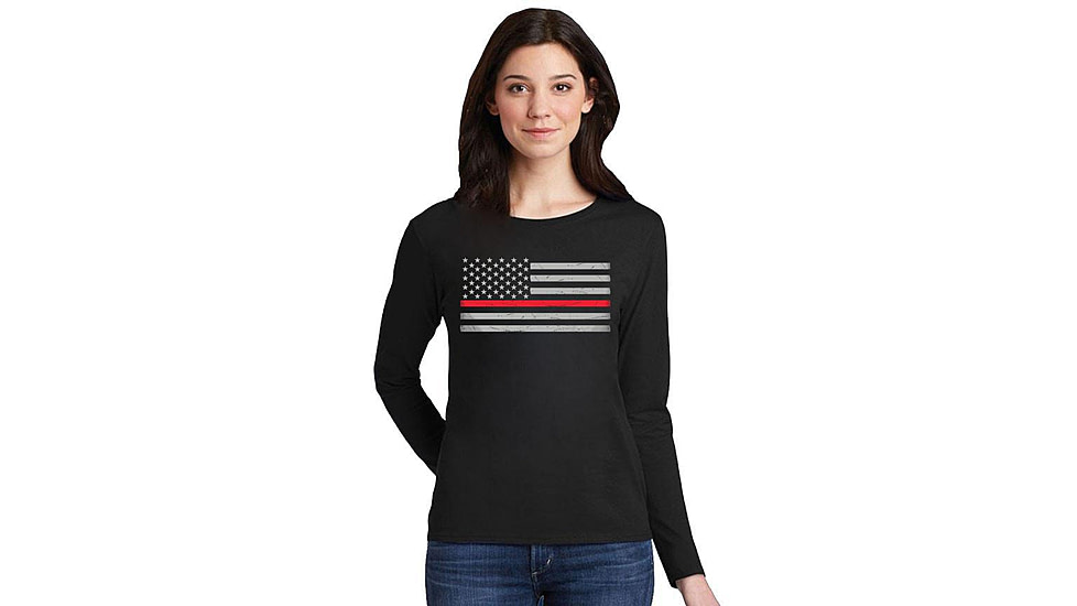 Thin Blue Line Womens - Long Sleeve Classic Thin Red Line - WOMEN-LS-CLASSIC-RED-BLACK-XL