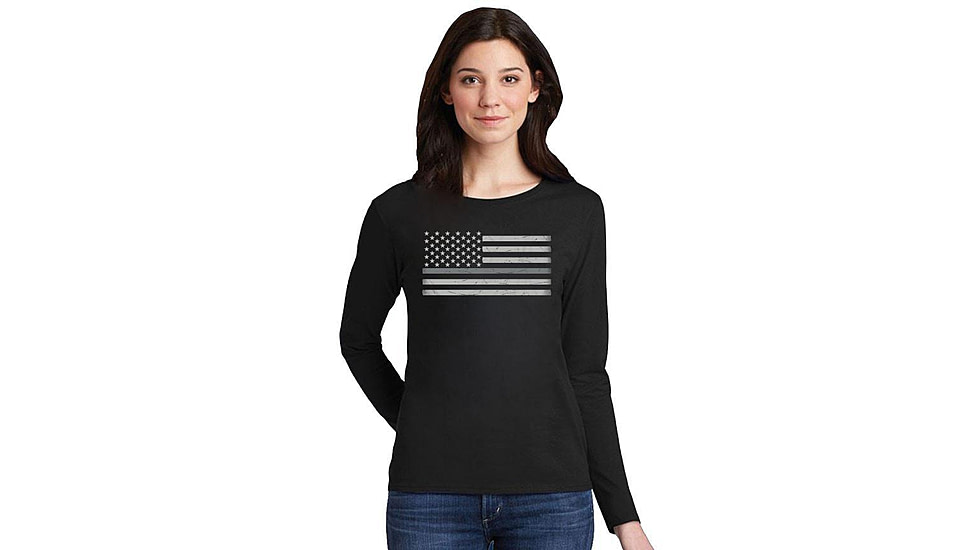 Thin Blue Line Womens - Long Sleeve Classic Thin Silver Line - WOMEN-LS-CLASSIC-SILVER-BLACK-XL