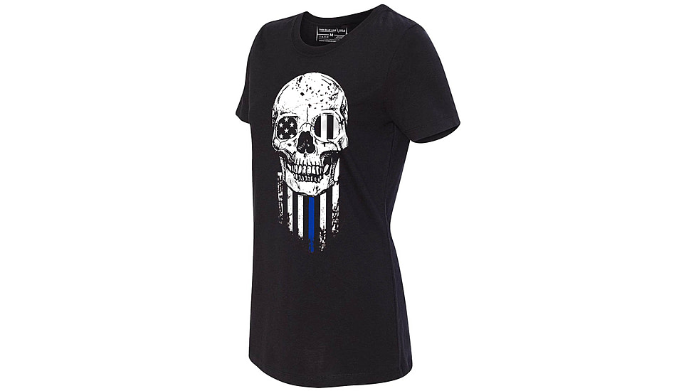 Thin Blue Line Womens Short Sleeve - Halloween Thin Blue Line, Black - WOM-TBL-HALO-BLK-L